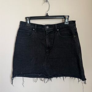 Abercrombie & Fitch Black Denim Frayed Mini Skirt